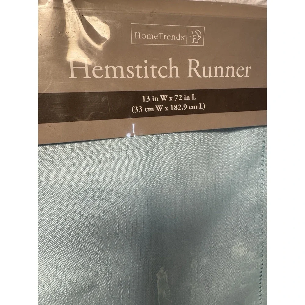 HOMETRENDS‎ Blue Classic Hemstitch 13x72 Table Runner Polyester Discontinued NEW